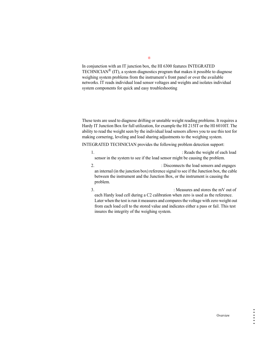 Integrated technician, Weighing system tests, Integrated technician® weighing system tests | Hardy HI 6300 Series User Manual | Page 11 / 156