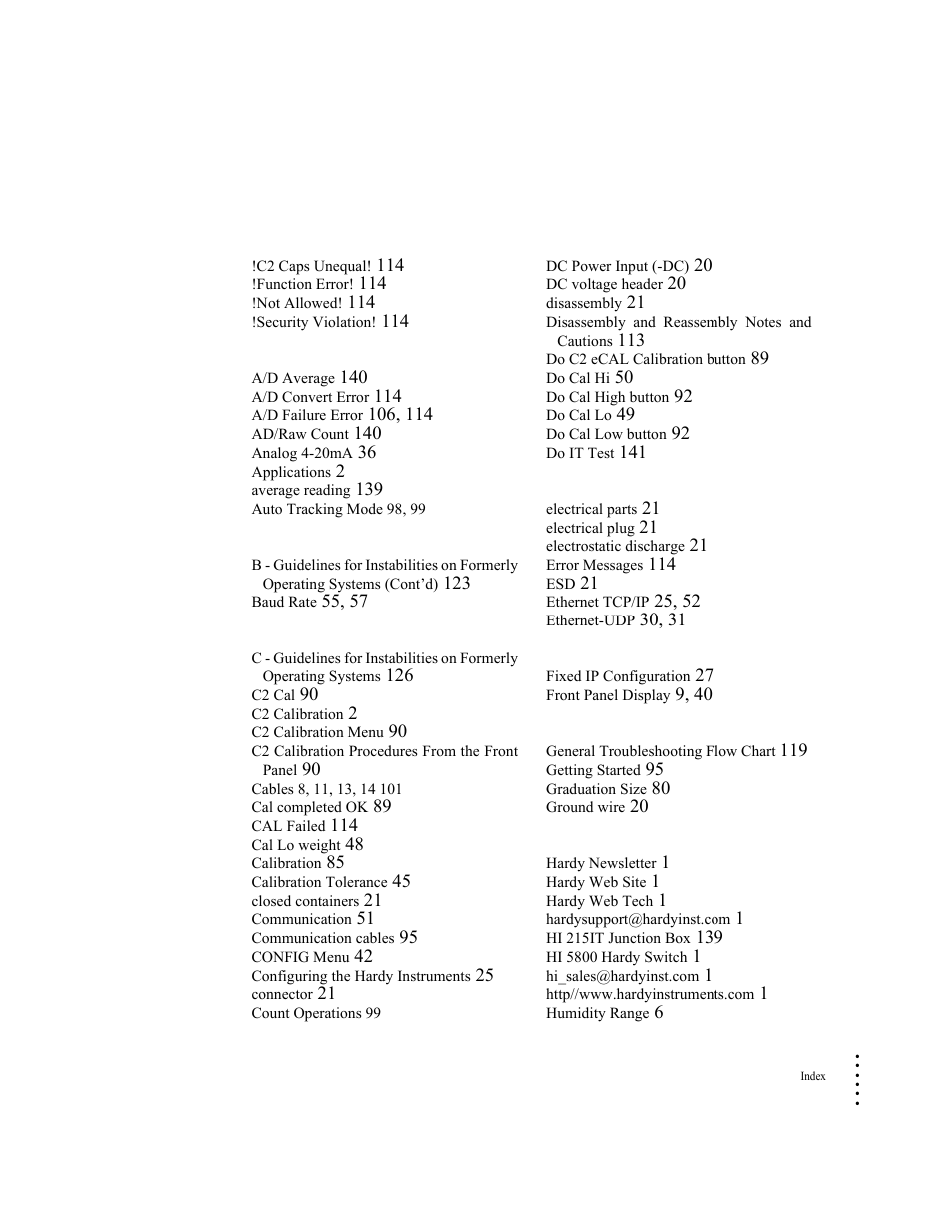 Index, Symbols | Hardy HI 6300 Series User Manual | Page 151 / 156