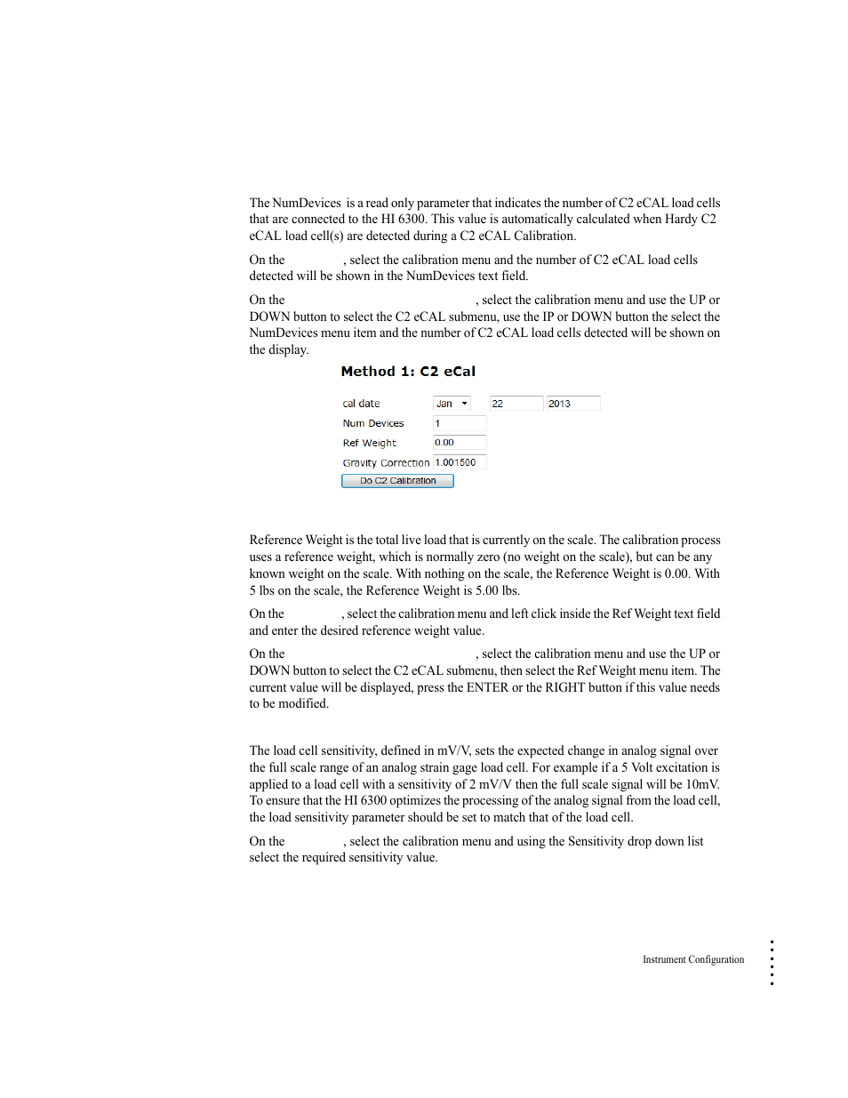 Ref weight parameter, Sensitivity parameter, Ref weight parameter sensitivity parameter | Hardy HI 6300 Series User Manual | Page 55 / 156