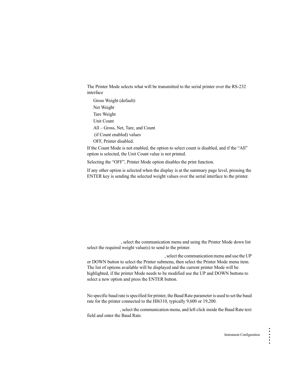 Printer command parameters | Hardy HI 6300 Series User Manual | Page 65 / 156