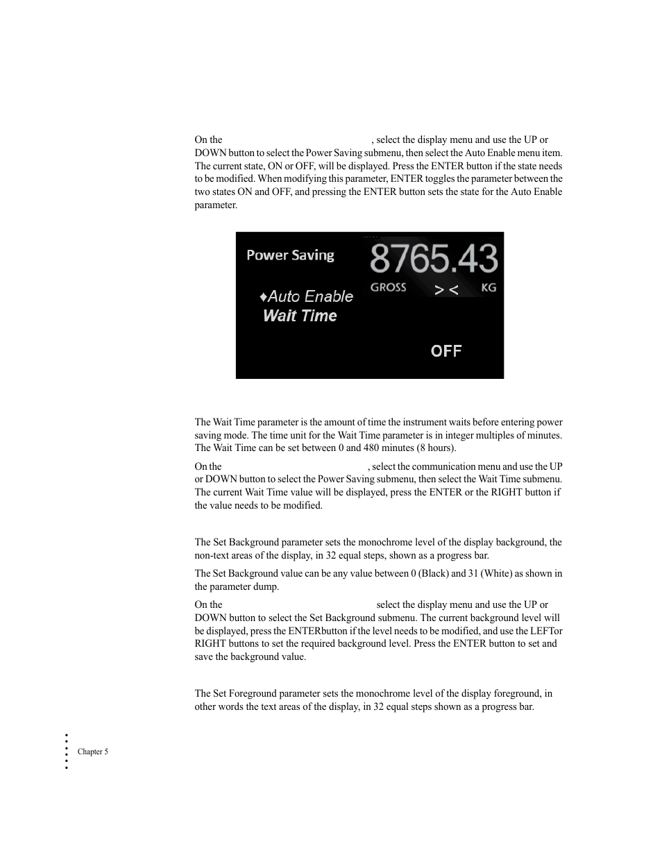 Wait time parameter, Set background parameter, Set foreground parameter | Hardy HI 6300 Series User Manual | Page 70 / 156