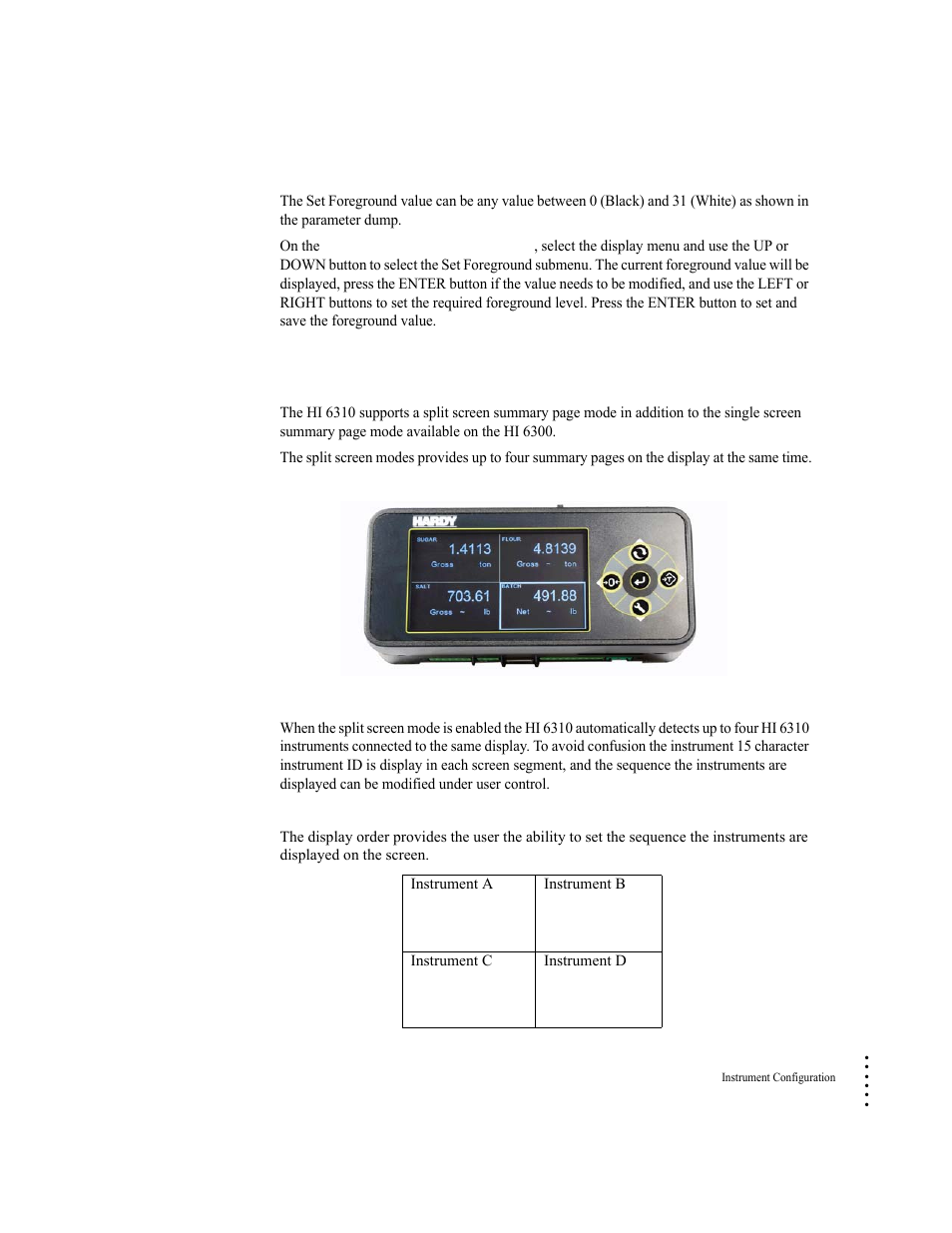 Split screen parameters and commands | Hardy HI 6300 Series User Manual | Page 71 / 156