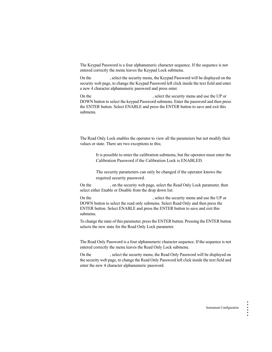 Keypad password parameter, The read only lock parameters, Read only lock parameter | Read only password parameter | Hardy HI 6300 Series User Manual | Page 85 / 156