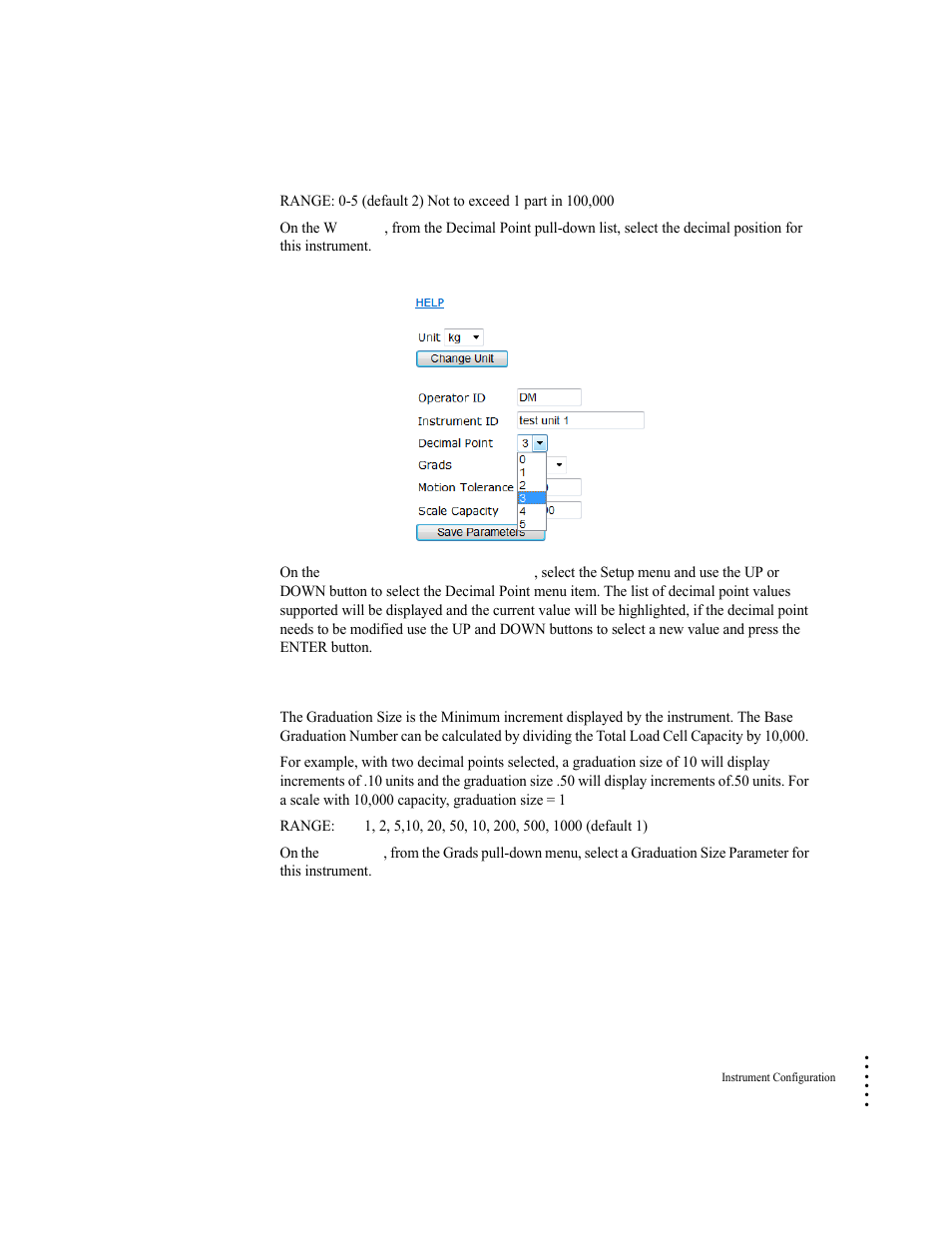 Graduation size parameter | Hardy HI 6300 Series User Manual | Page 87 / 156