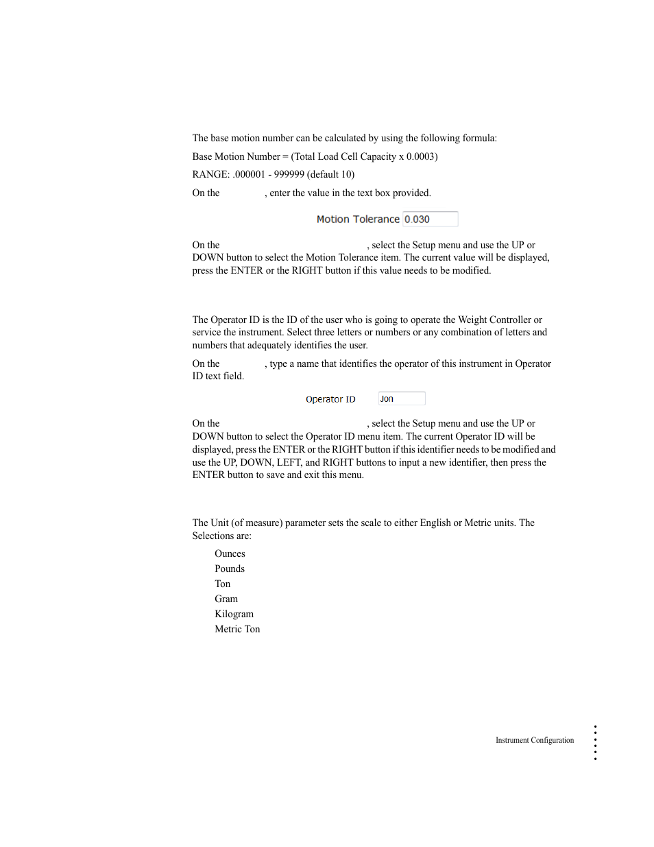Operator id parameter, Unit (of measure) parameter, Operator id parameter unit (of measure) parameter | Hardy HI 6300 Series User Manual | Page 89 / 156