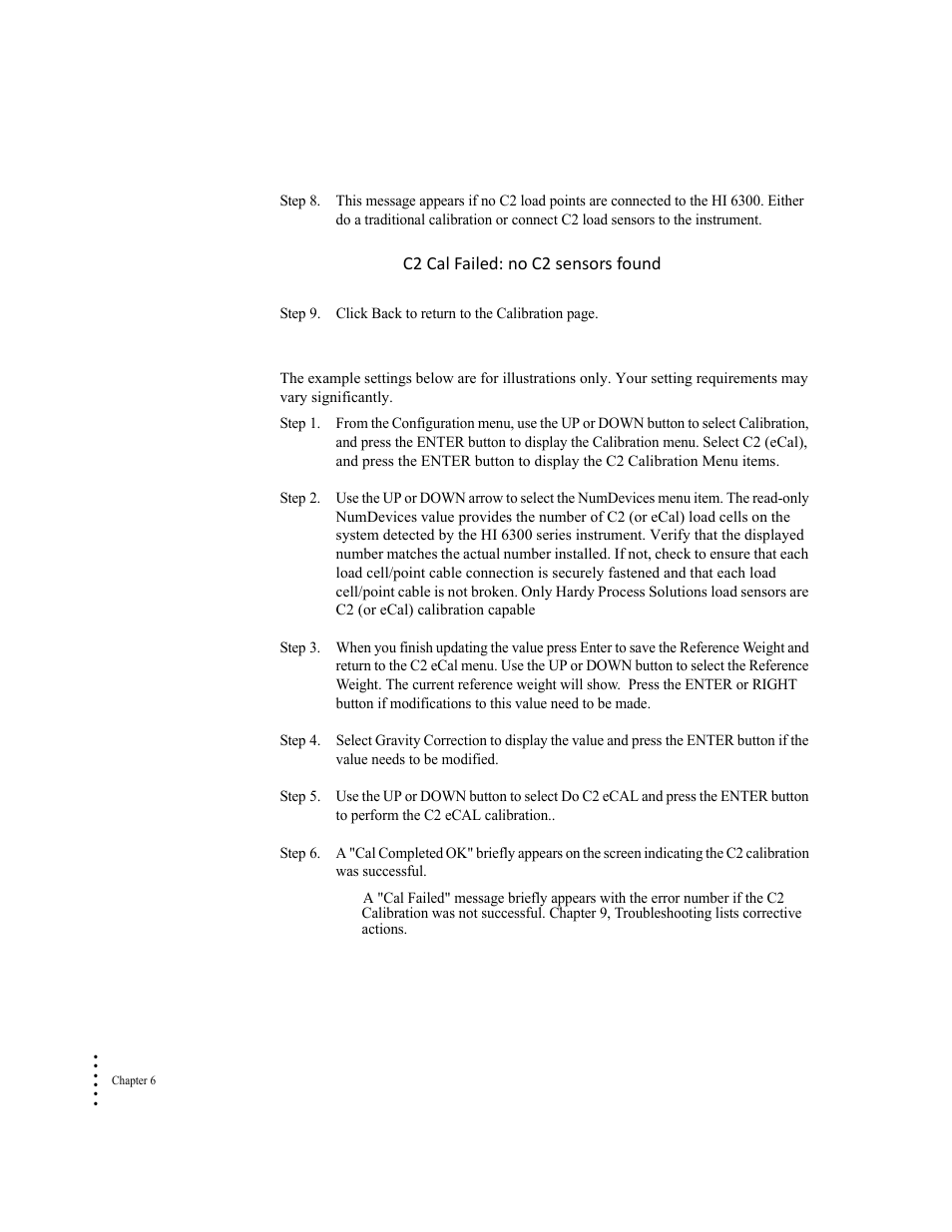 C2 calibration from the front panel | Hardy HI 6300 Series User Manual | Page 102 / 168