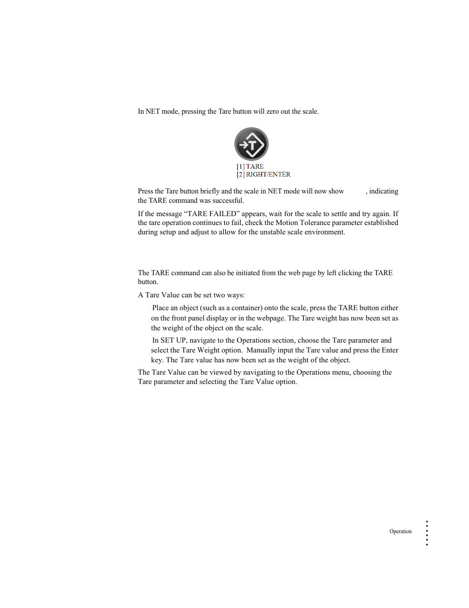 Tare operation | Hardy HI 6300 Series User Manual | Page 109 / 168