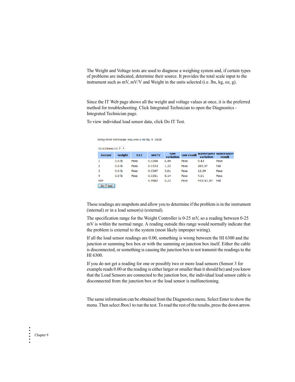 Weight and voltage tests | Hardy HI 6300 Series User Manual | Page 154 / 168