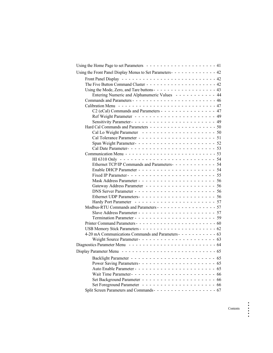 Chapter 5, Instrument configuration 41 | Hardy HI 6300 Series User Manual | Page 5 / 168