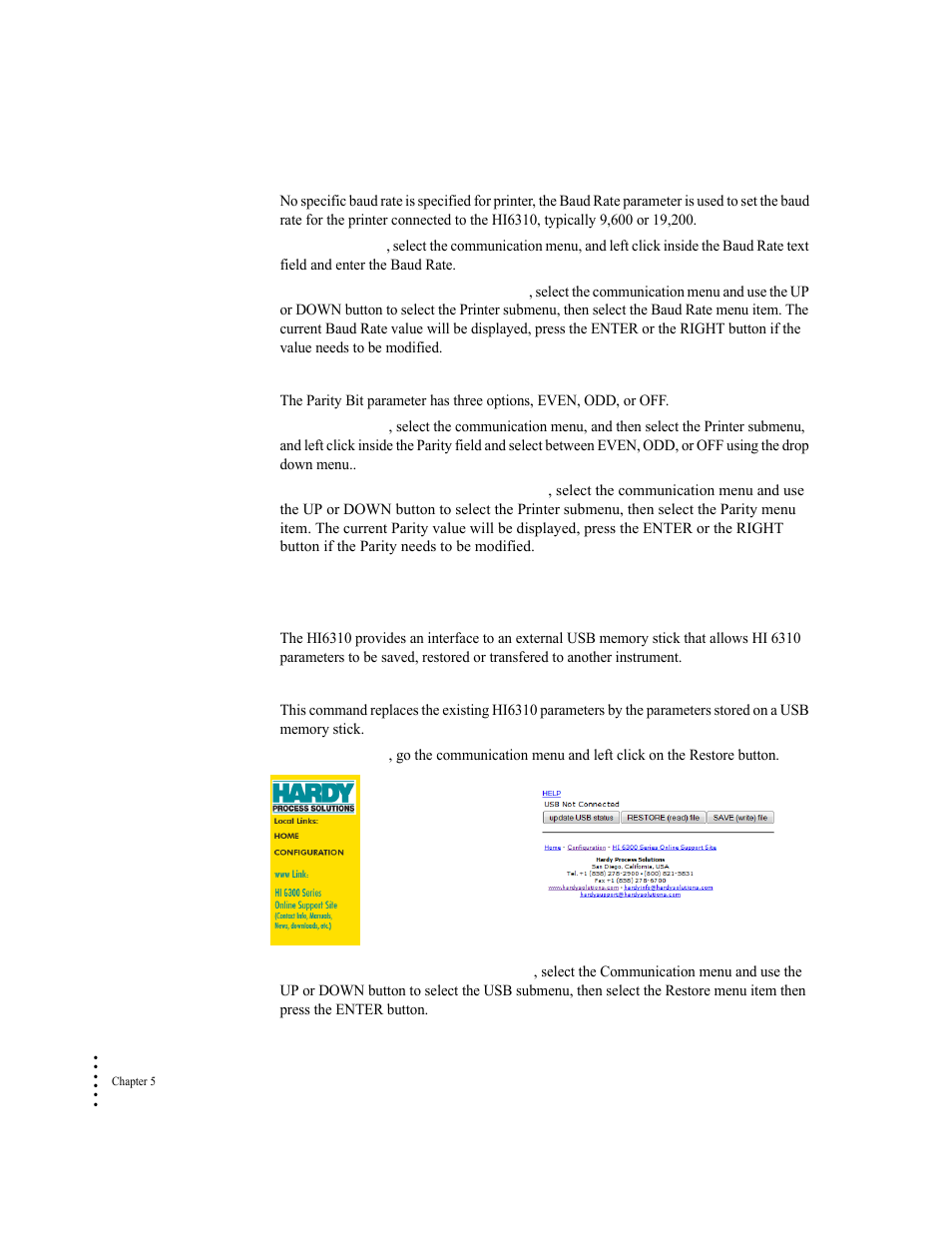 Usb memory stick parameters | Hardy HI 6300 Series User Manual | Page 70 / 168