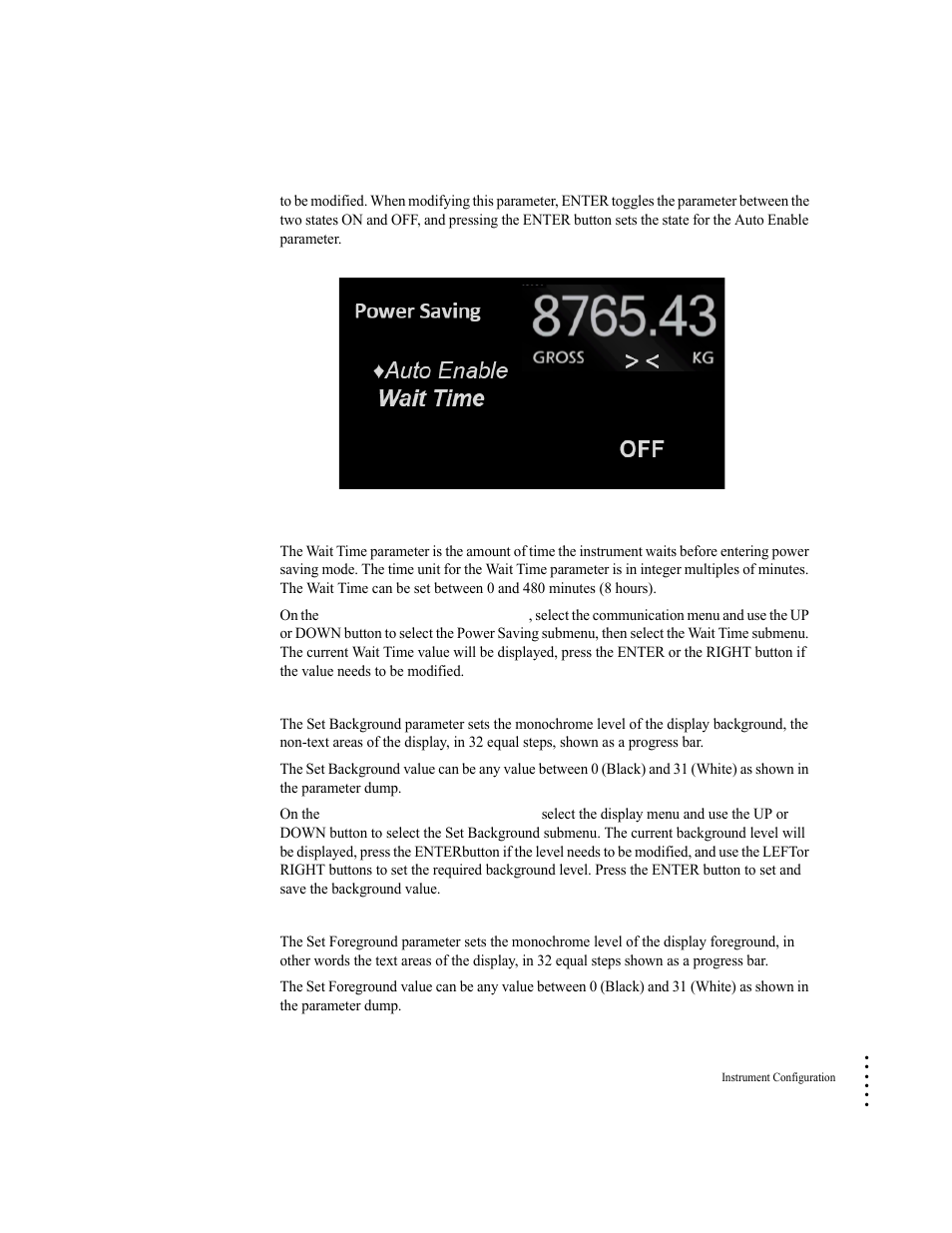 Wait time parameter, Set background parameter, Set foreground parameter | Hardy HI 6300 Series User Manual | Page 75 / 168