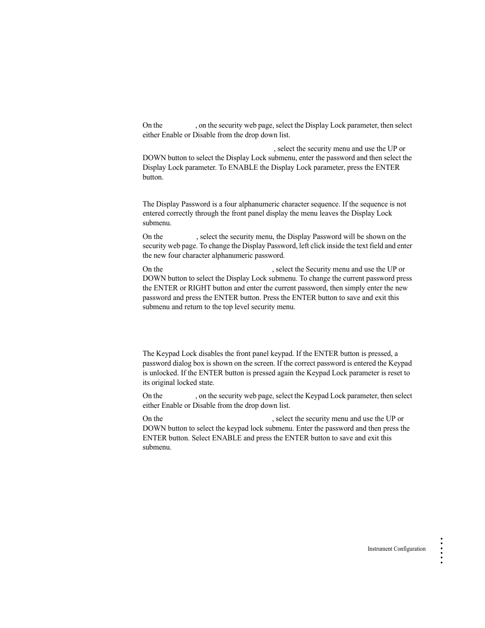 Display password parameter, The keypad lock parameters, Keypad lock parameter | Hardy HI 6300 Series User Manual | Page 89 / 168
