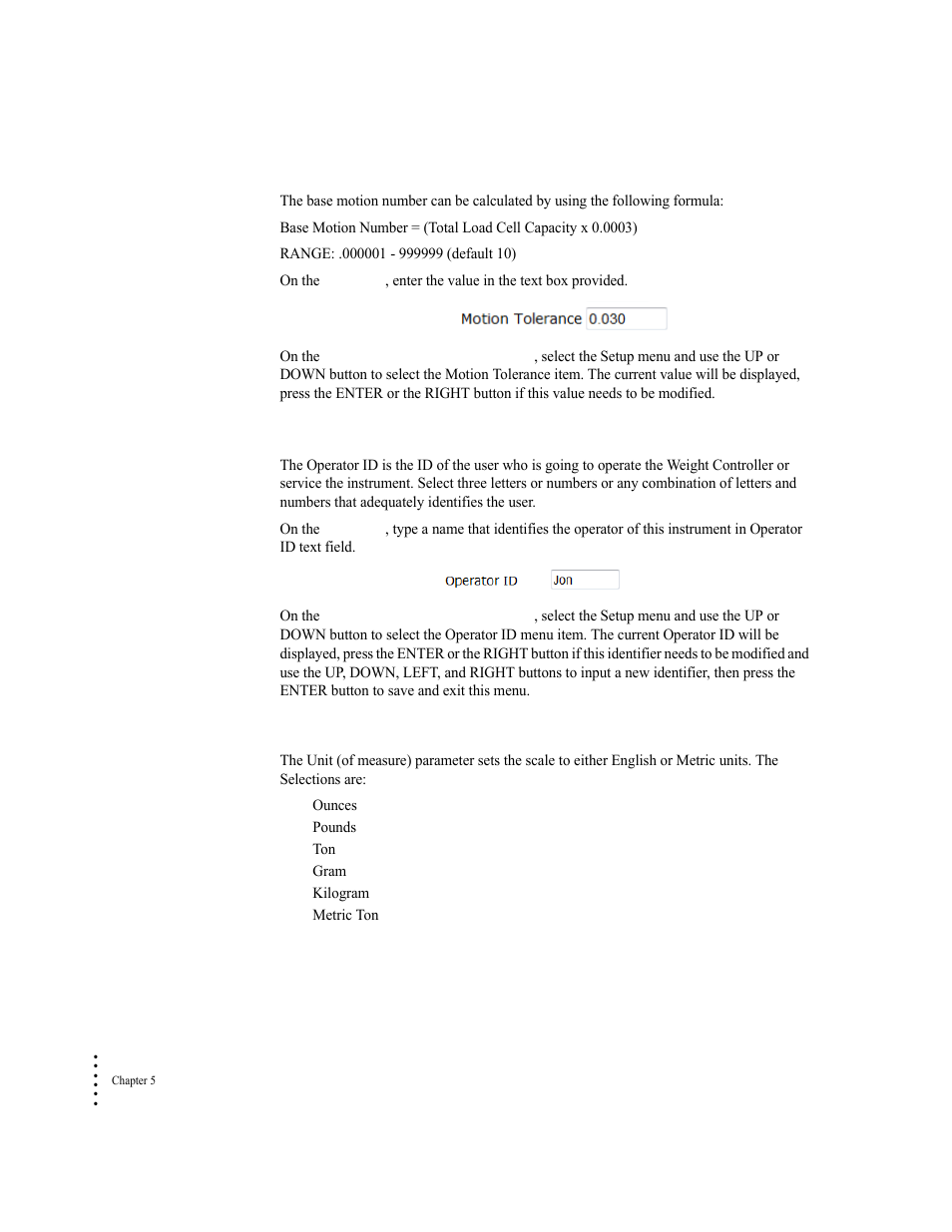 Operator id parameter, Unit (of measure) parameter, Operator id parameter unit (of measure) parameter | Hardy HI 6300 Series User Manual | Page 94 / 168