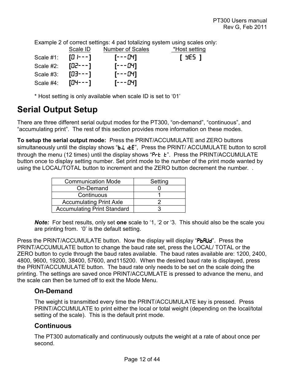 Serial output setup | Holtgreven Truck Scale Resources User Manual | Page 12 / 44