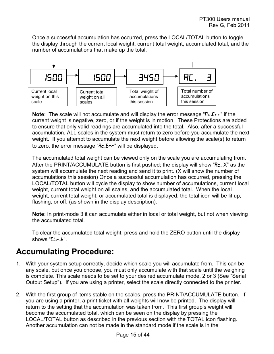 Accumulating procedure | Holtgreven Truck Scale Resources User Manual | Page 15 / 44