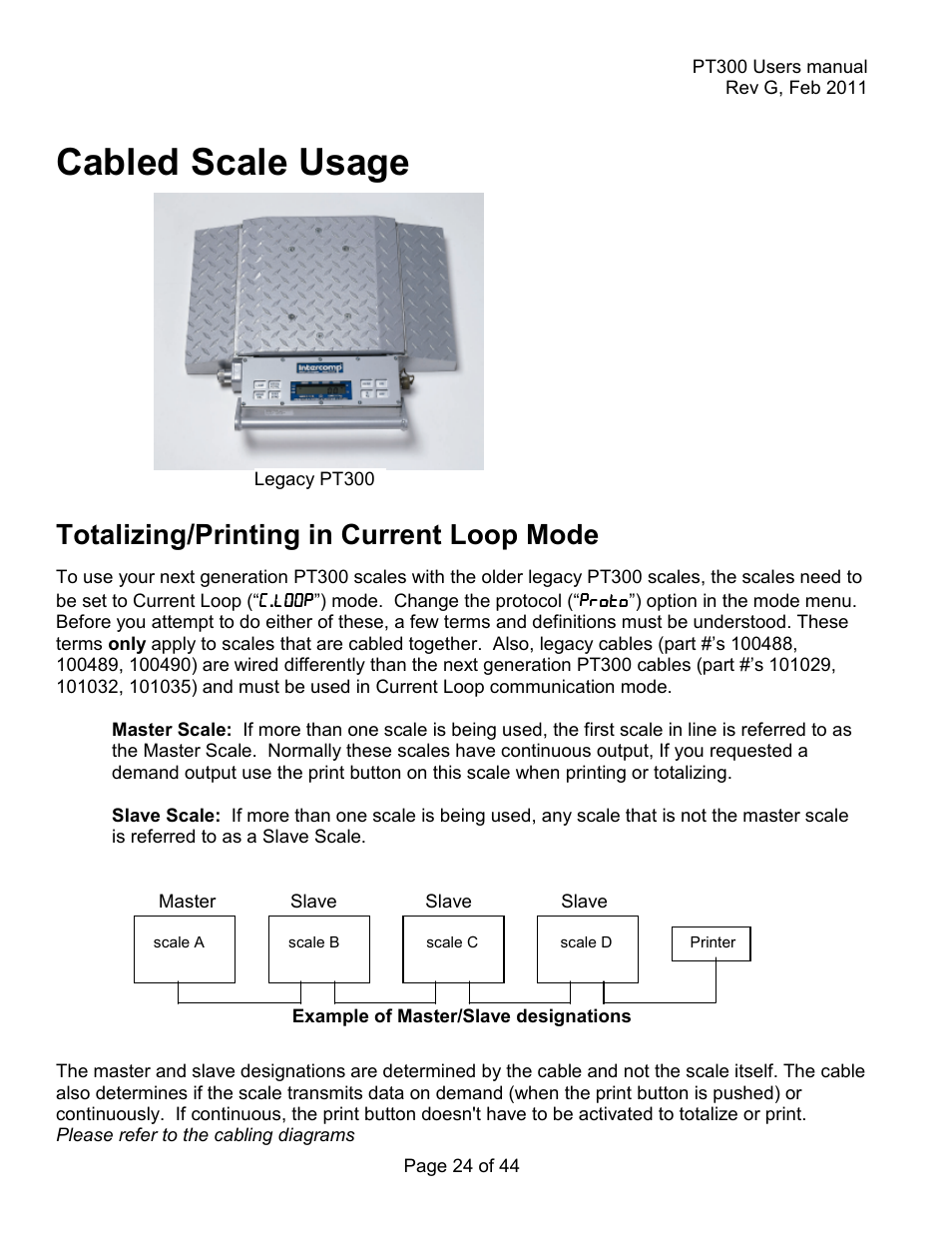 Cabled scale usage, Totalizing/printing in current loop mode | Holtgreven Truck Scale Resources User Manual | Page 24 / 44