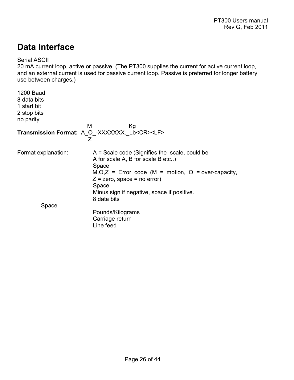 Data interface | Holtgreven Truck Scale Resources User Manual | Page 26 / 44