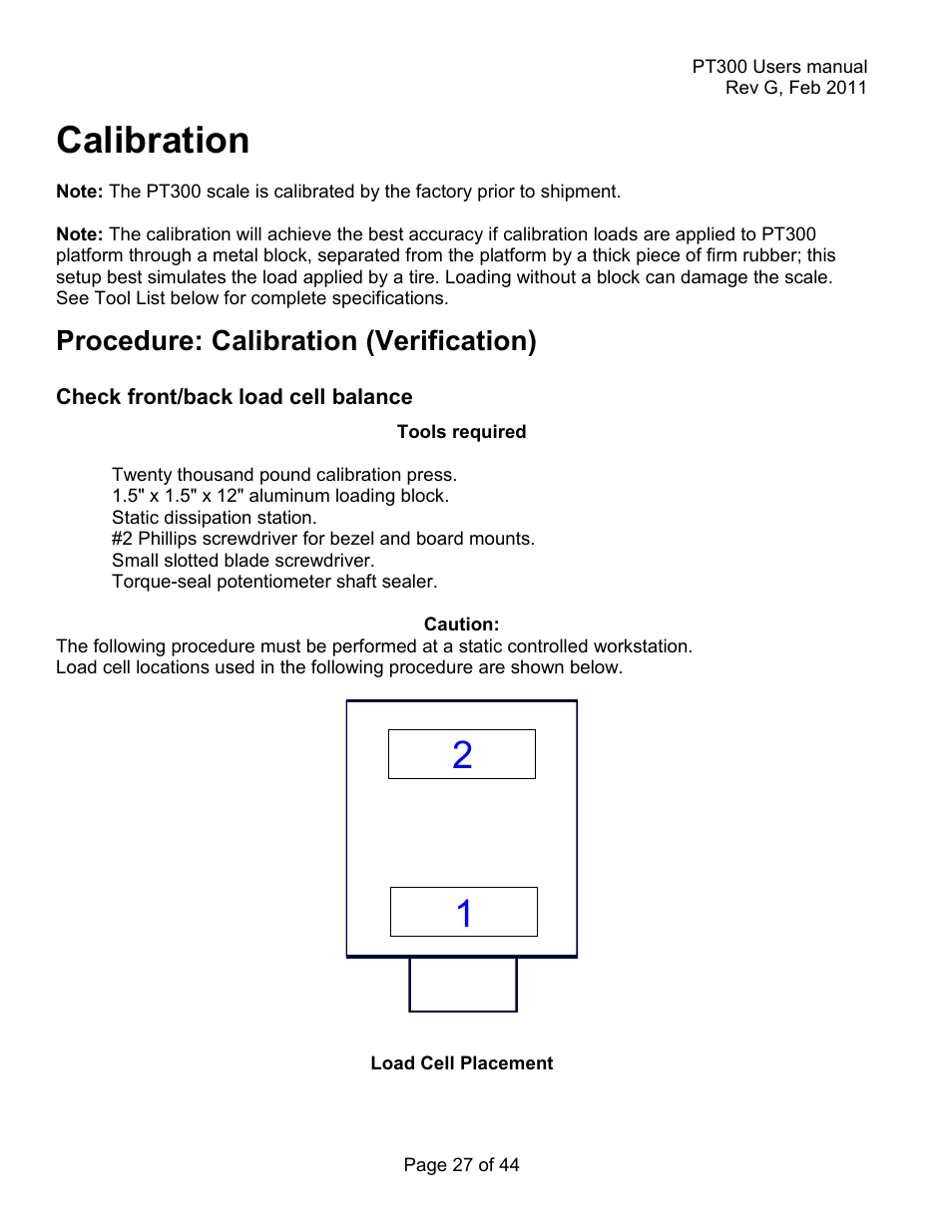 Calibration, Procedure: calibration (verification) | Holtgreven Truck Scale Resources User Manual | Page 27 / 44