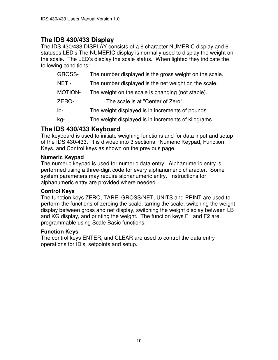 Industrial Data Systems IDS 430 User Manual | Page 10 / 67
