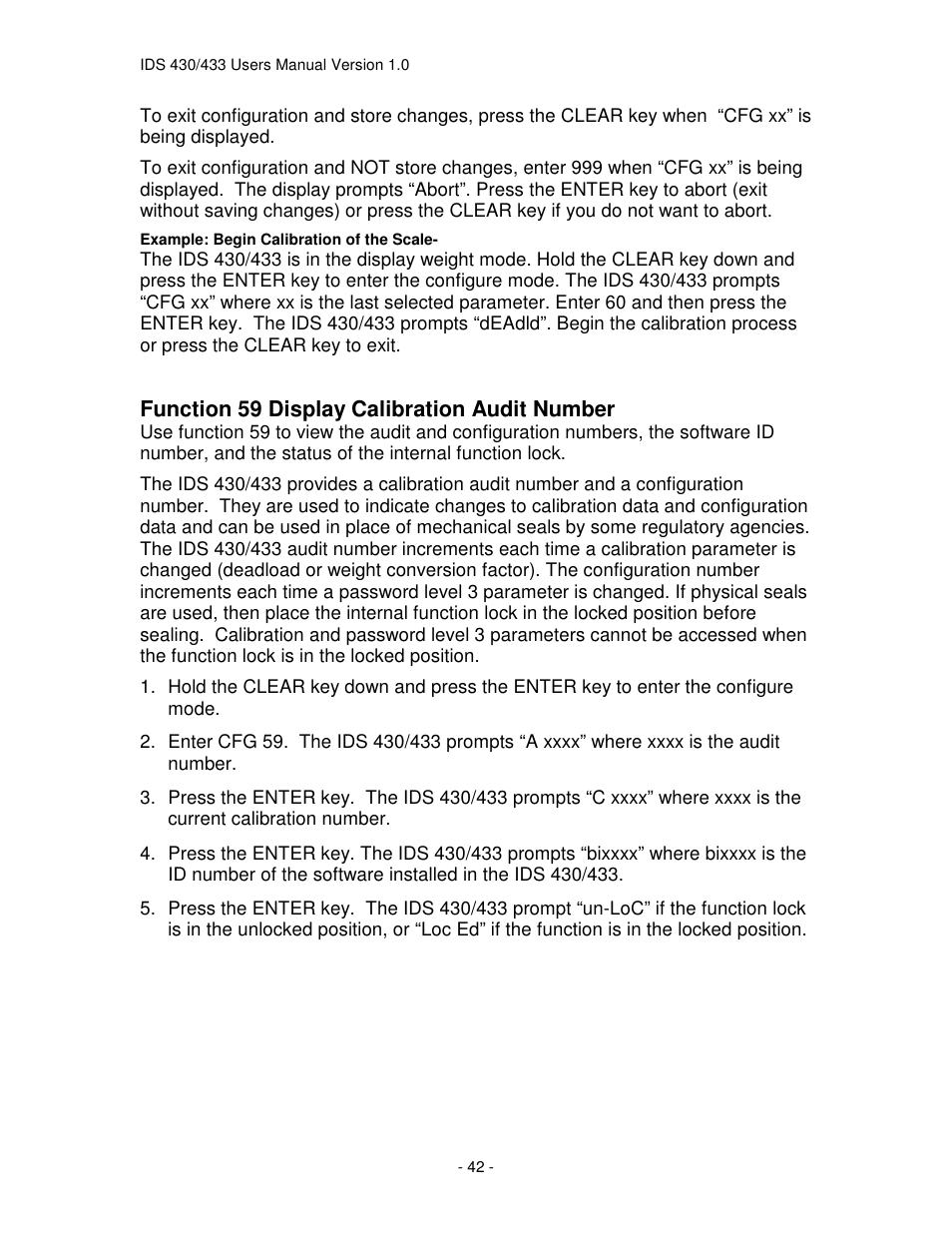 Industrial Data Systems IDS 430 User Manual | Page 42 / 67