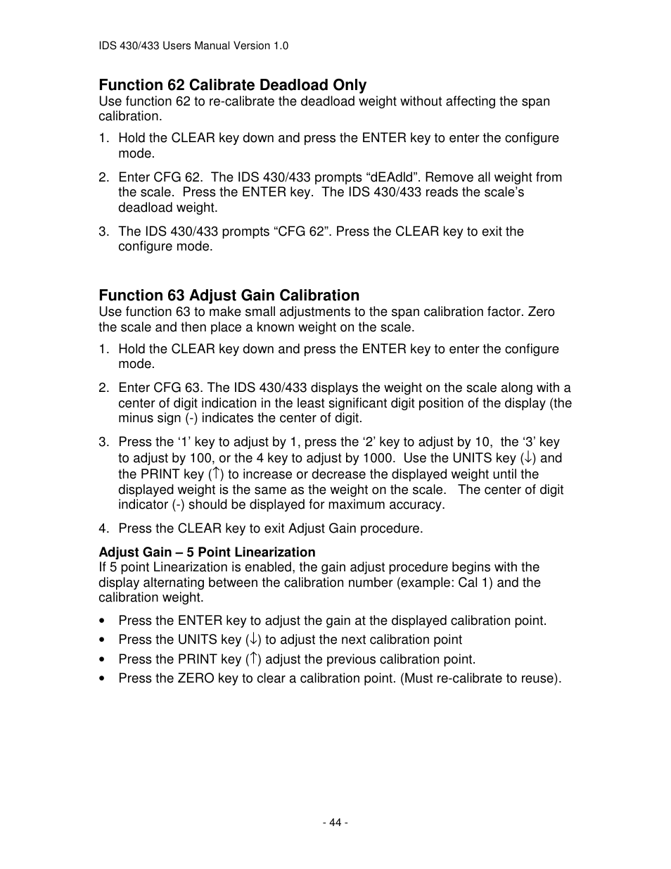 Industrial Data Systems IDS 430 User Manual | Page 44 / 67