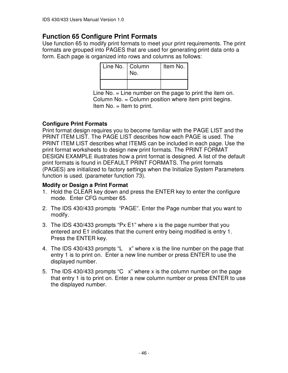 Industrial Data Systems IDS 430 User Manual | Page 46 / 67