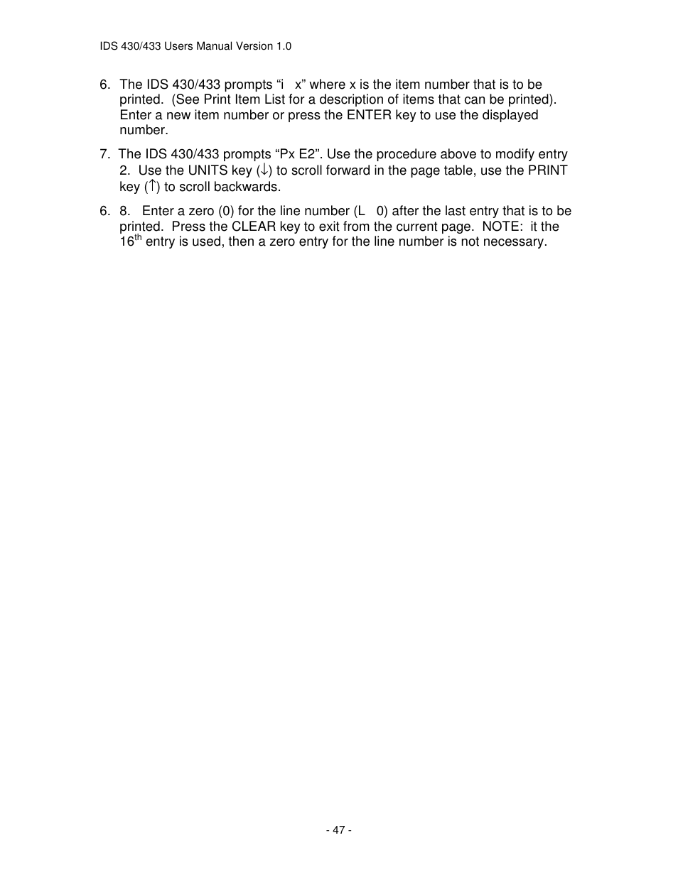 Industrial Data Systems IDS 430 User Manual | Page 47 / 67