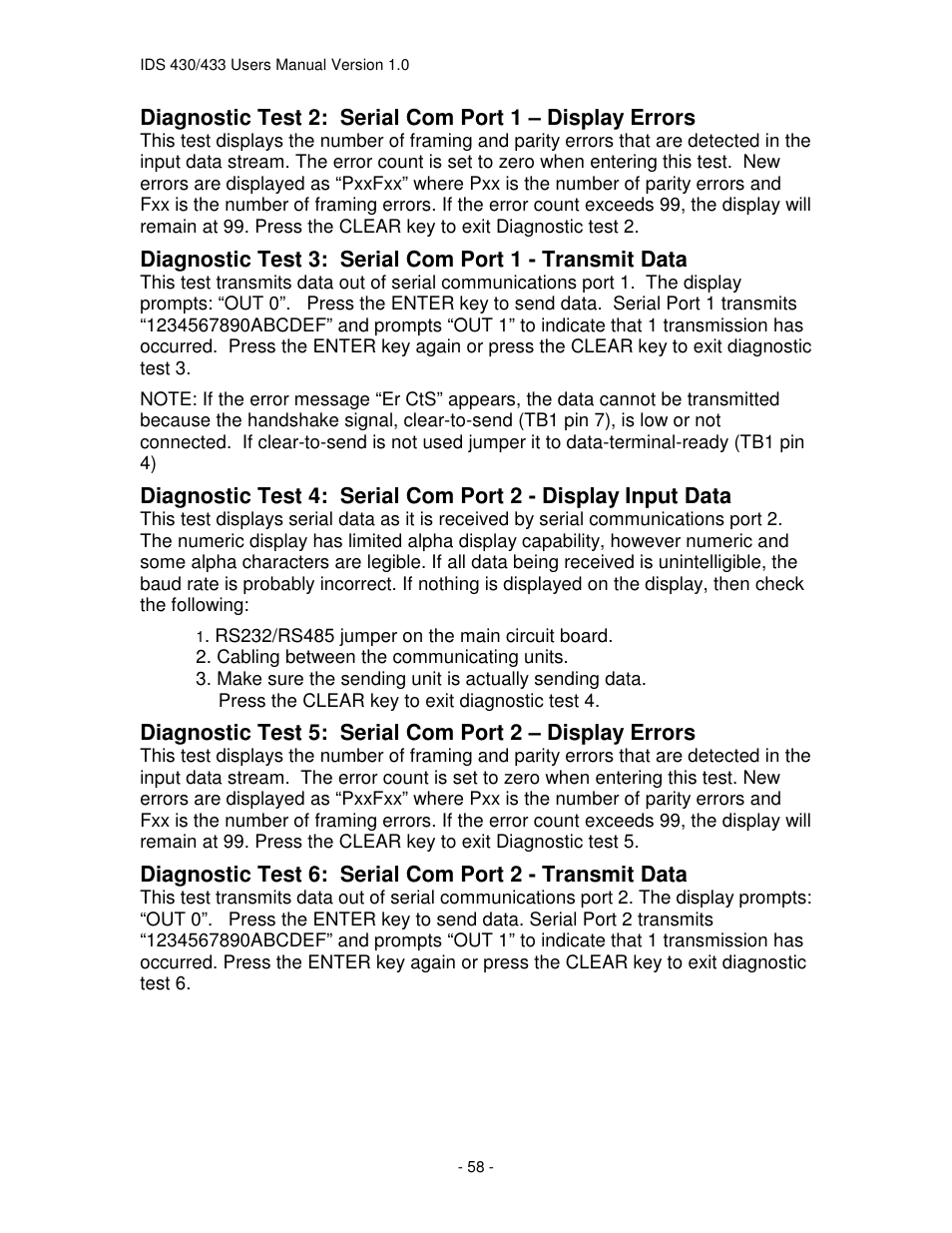 Industrial Data Systems IDS 430 User Manual | Page 58 / 67