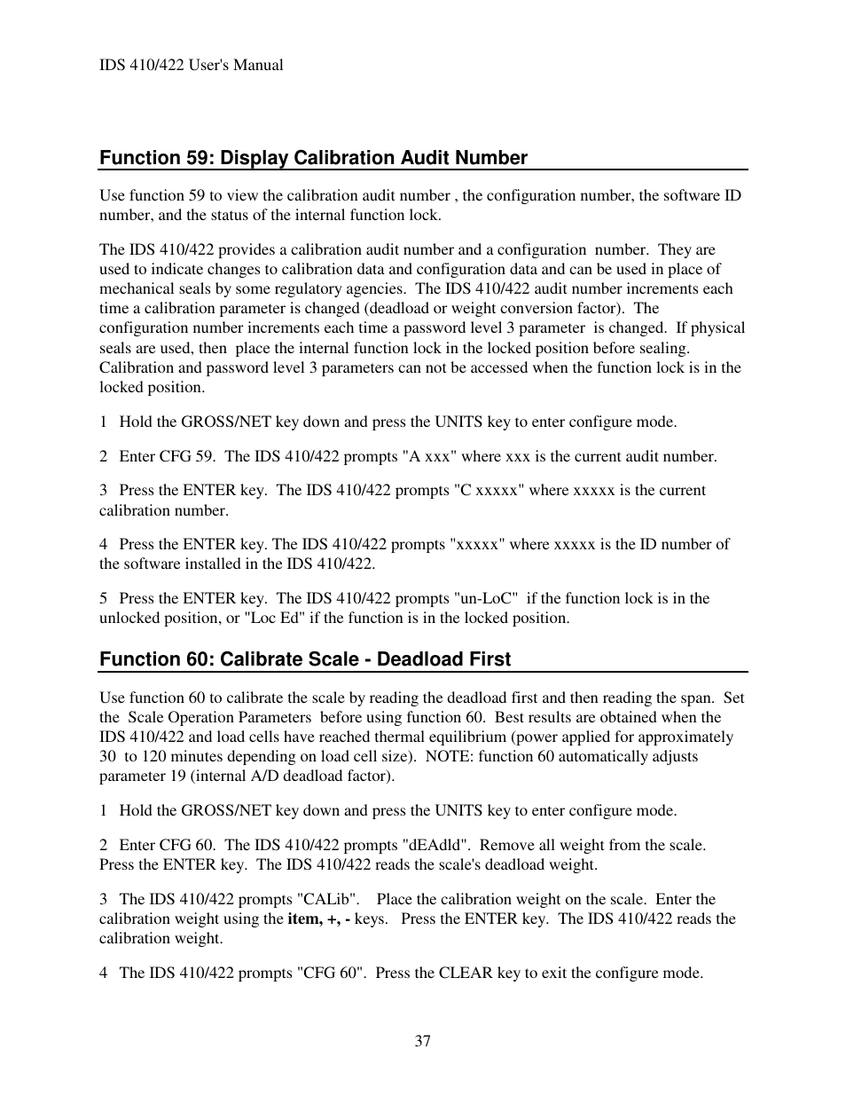 Industrial Data Systems IDS 410 User Manual | Page 38 / 63