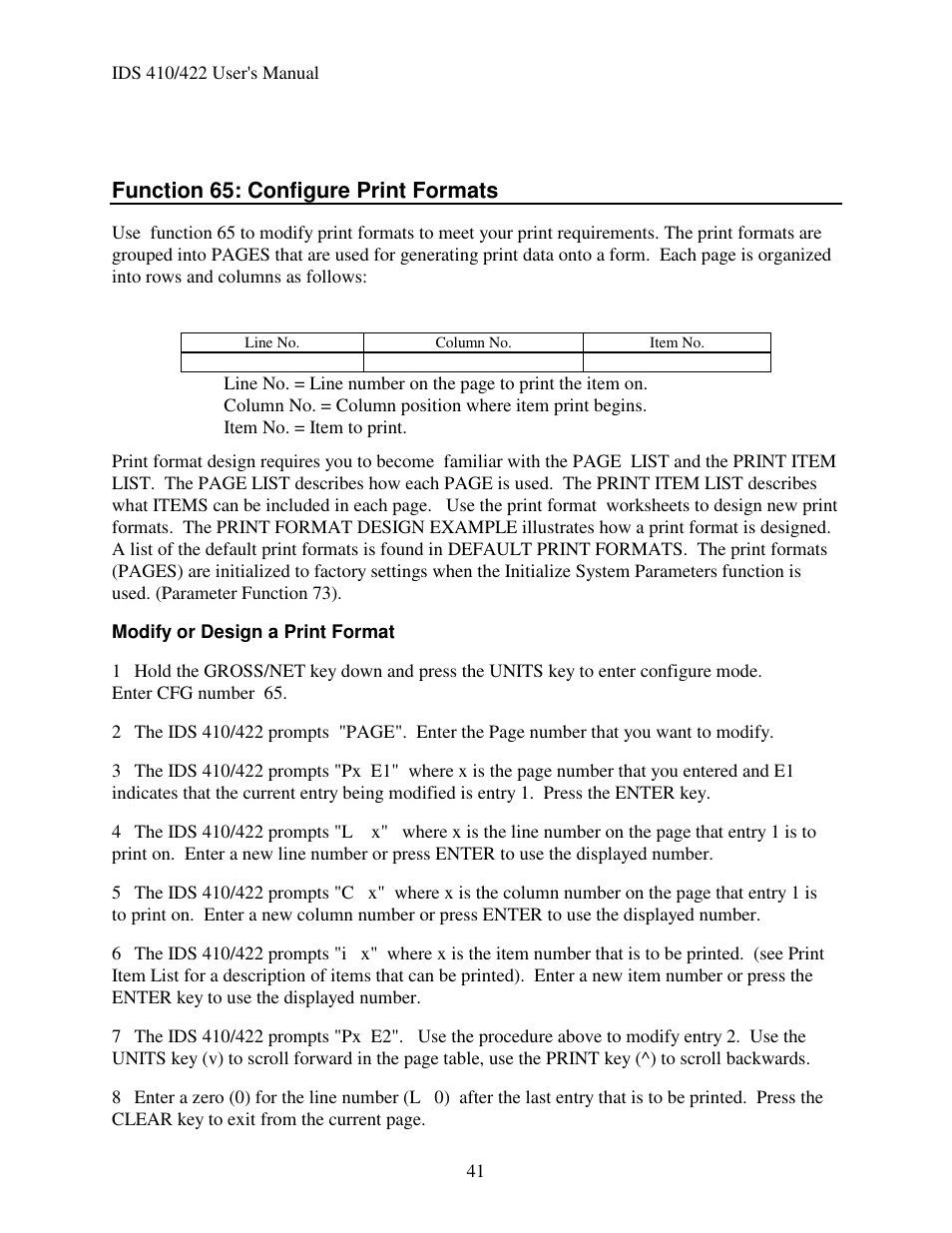 Industrial Data Systems IDS 410 User Manual | Page 42 / 63