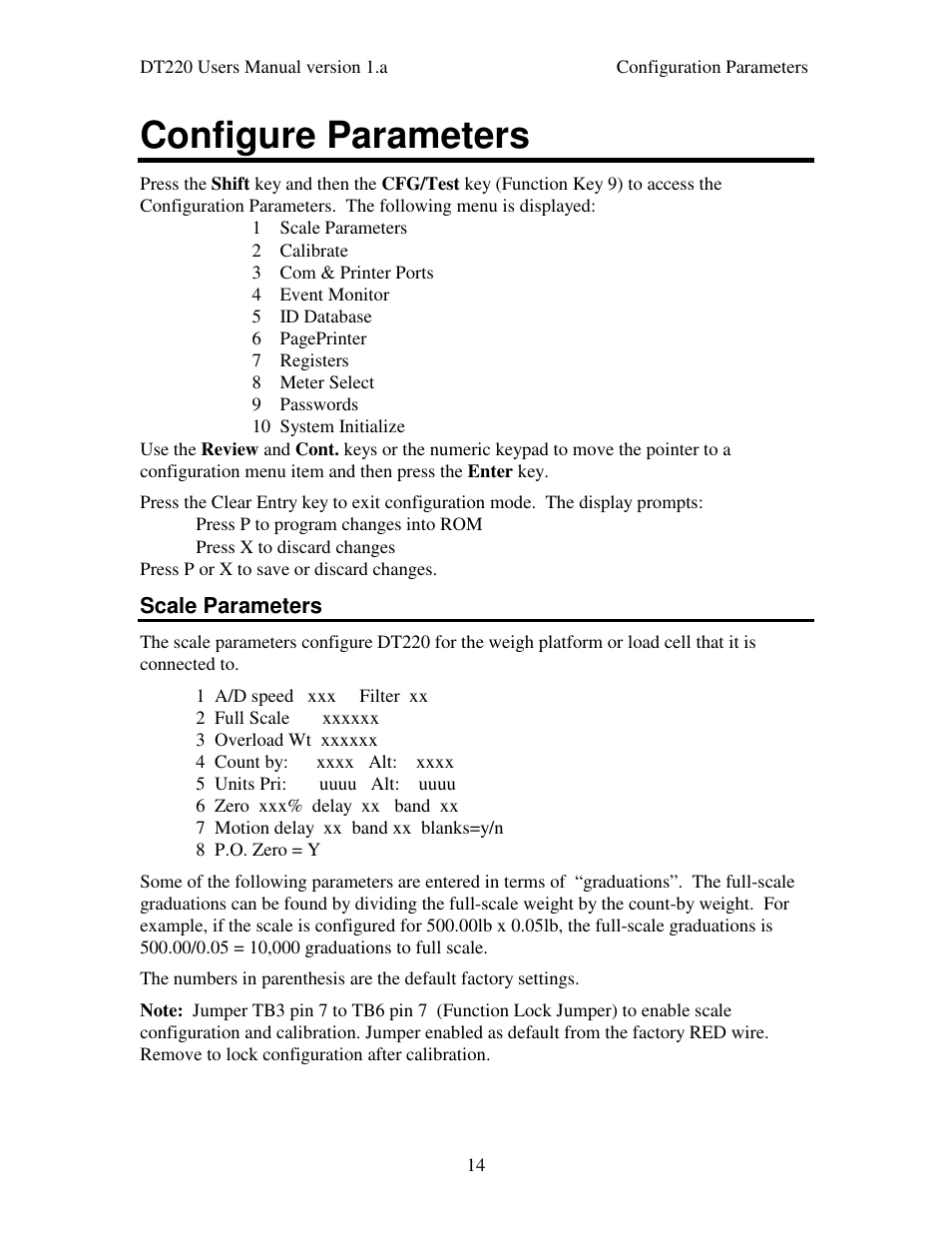 Configure parameters | Industrial Data Systems IDS DT220 User Manual | Page 18 / 49