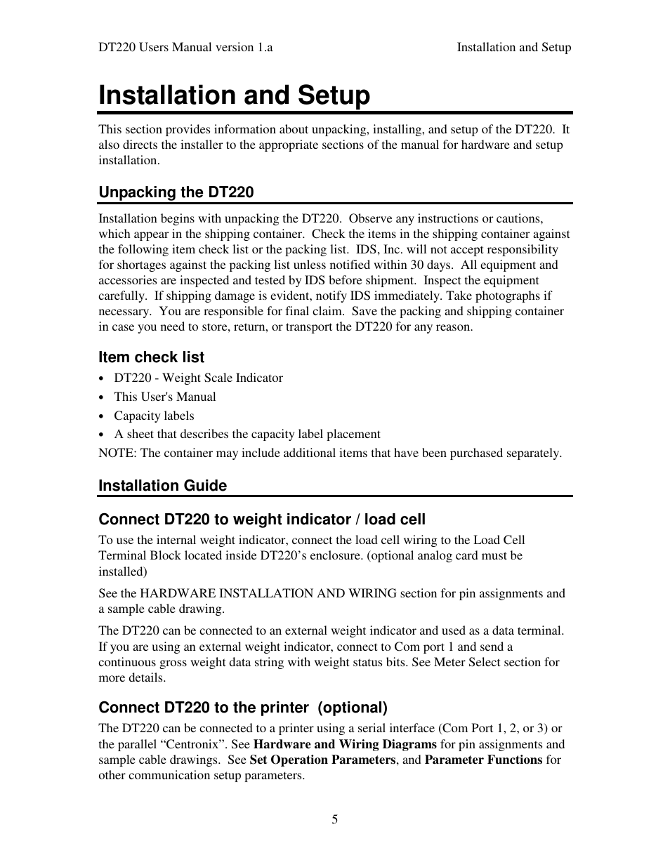 Installation and setup | Industrial Data Systems IDS DT220 User Manual | Page 9 / 49