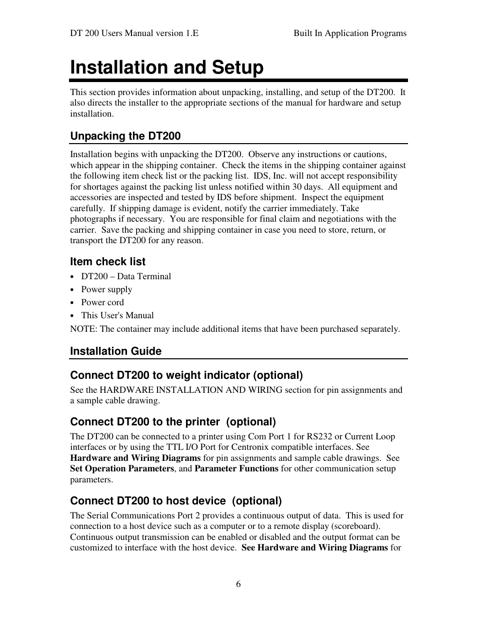 Installation and setup | Industrial Data Systems IDS DT200 User Manual | Page 10 / 58
