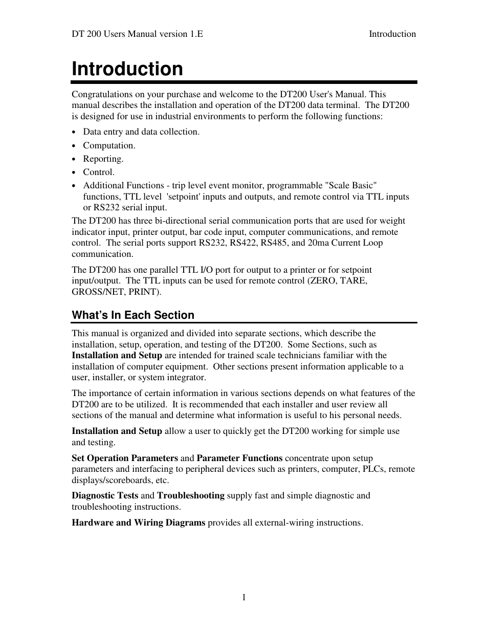 Introduction | Industrial Data Systems IDS DT200 User Manual | Page 5 / 58