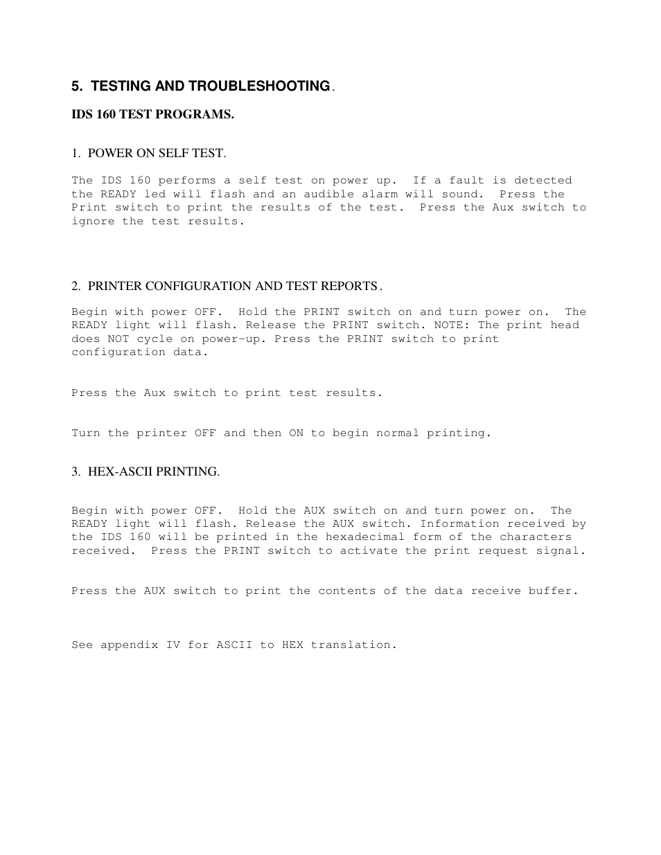Testing and troubleshooting | Industrial Data Systems IDS 160 User Manual | Page 36 / 42