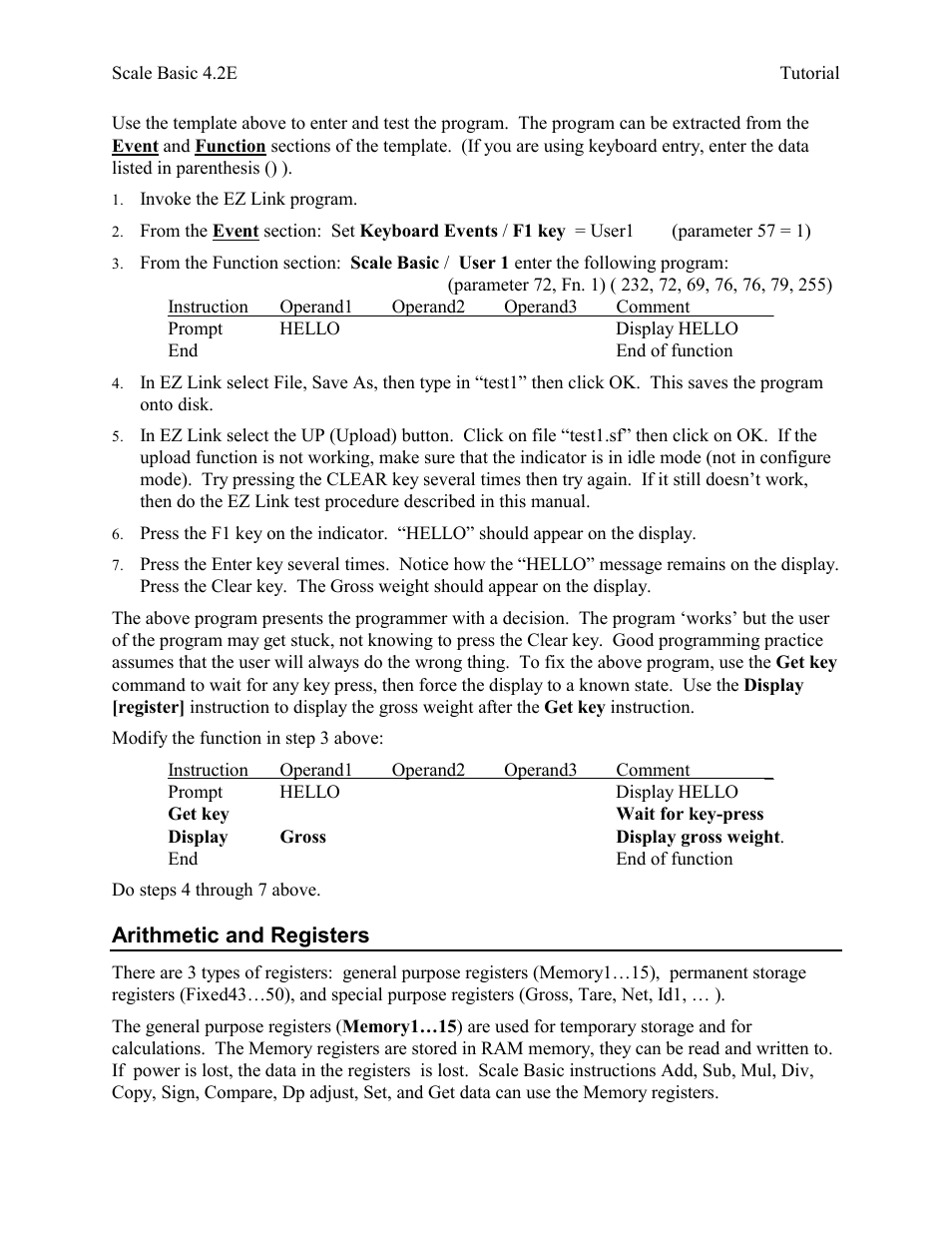 Arithmetic and registers | Industrial Data Systems IDS Scale Basic User Manual | Page 13 / 53