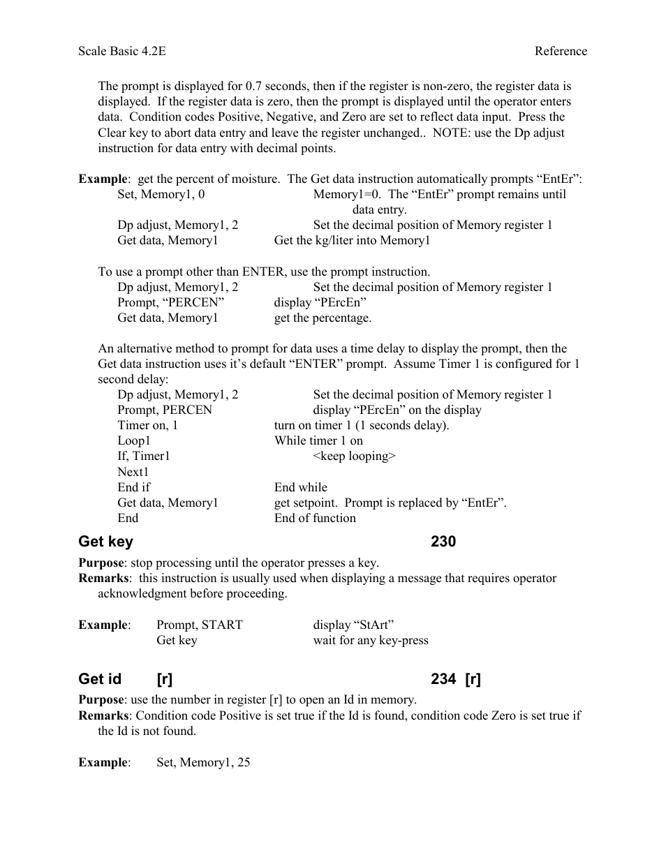 Get key 230, Get id [r] 234 [r | Industrial Data Systems IDS Scale Basic User Manual | Page 25 / 53