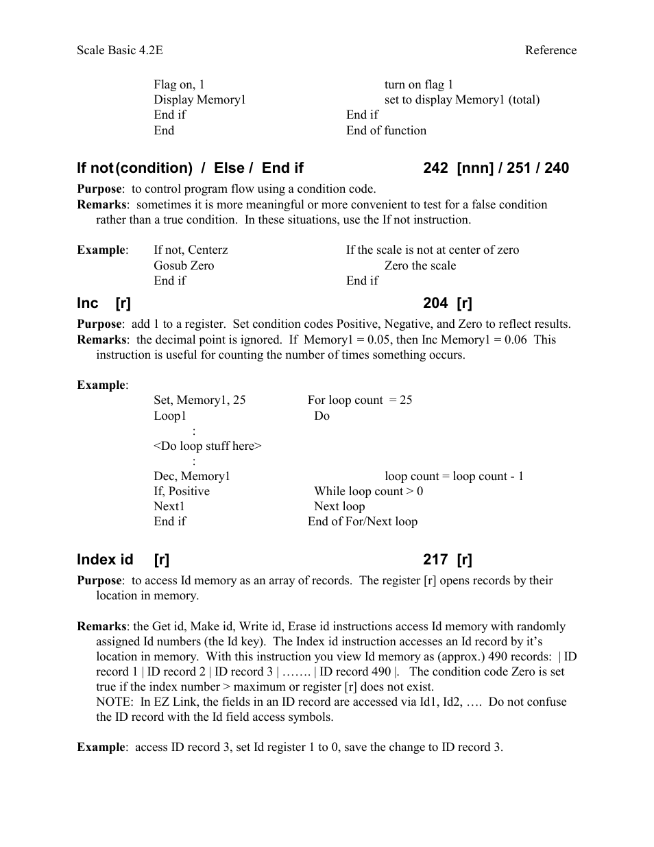 Inc [r] 204 [r, Index id [r] 217 [r | Industrial Data Systems IDS Scale Basic User Manual | Page 27 / 53