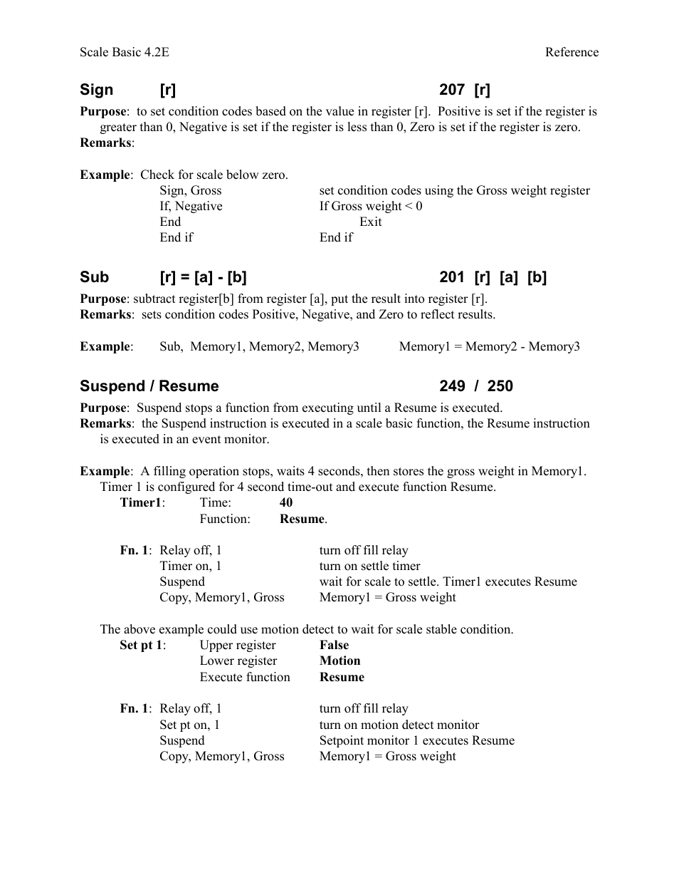 Sign [r] 207 [r, Sub [r] = [a] - [b] 201 [r] [a] [b, Suspend / resume 249 / 250 | Industrial Data Systems IDS Scale Basic User Manual | Page 32 / 53