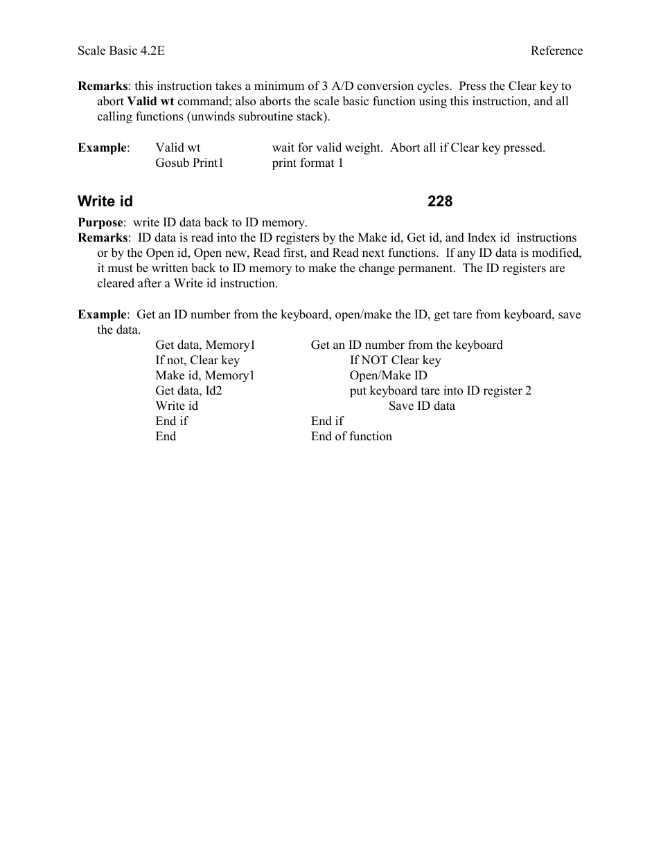 Write id 228 | Industrial Data Systems IDS Scale Basic User Manual | Page 35 / 53