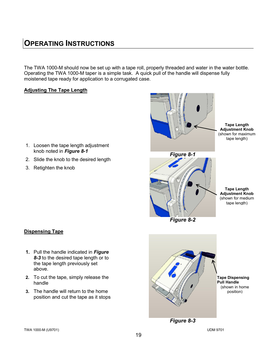 Perating, Nstructions | Intertape Polymer Group (IPG) TWA 1000-M User Manual | Page 19 / 60