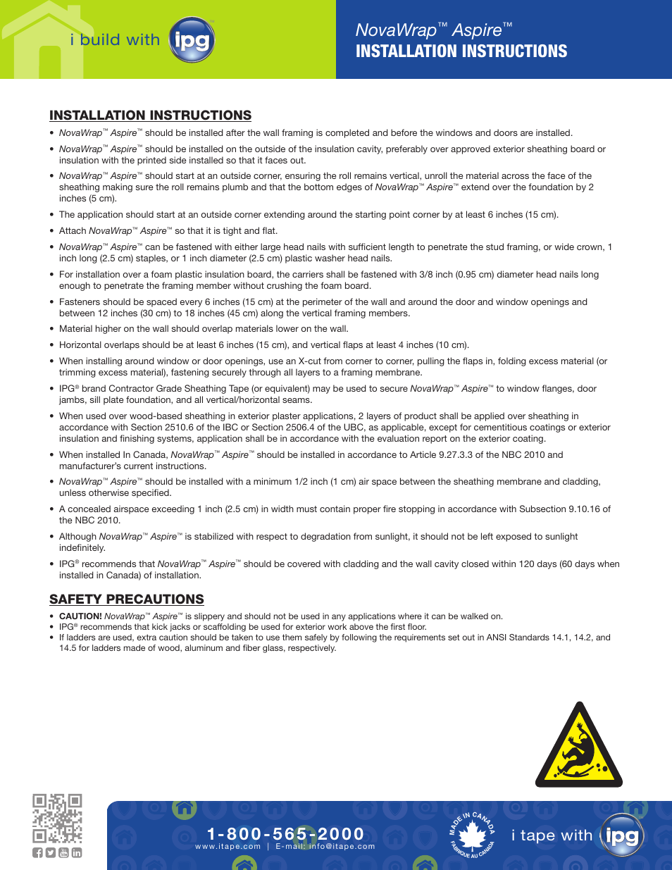 Intertape Polymer Group (IPG) NOVAWRAP ASPIRE User Manual | 1 page