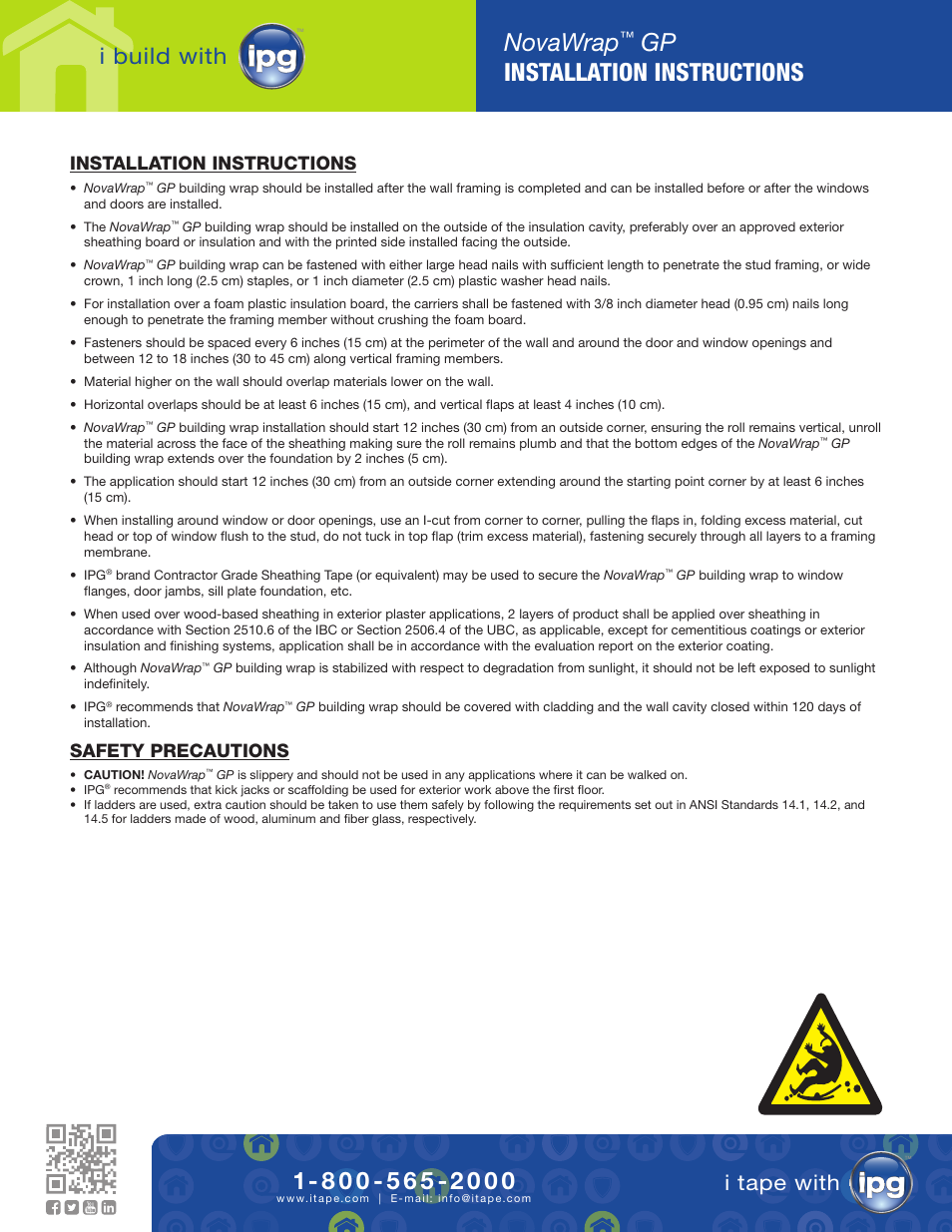Intertape Polymer Group (IPG) NOVAWRAP GP User Manual | 1 page