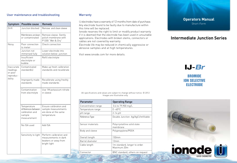 Ionode IJ-Br Bromide User Manual | 2 pages