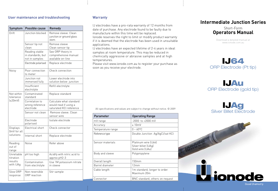 Ionode IJ ORP User Manual | 2 pages