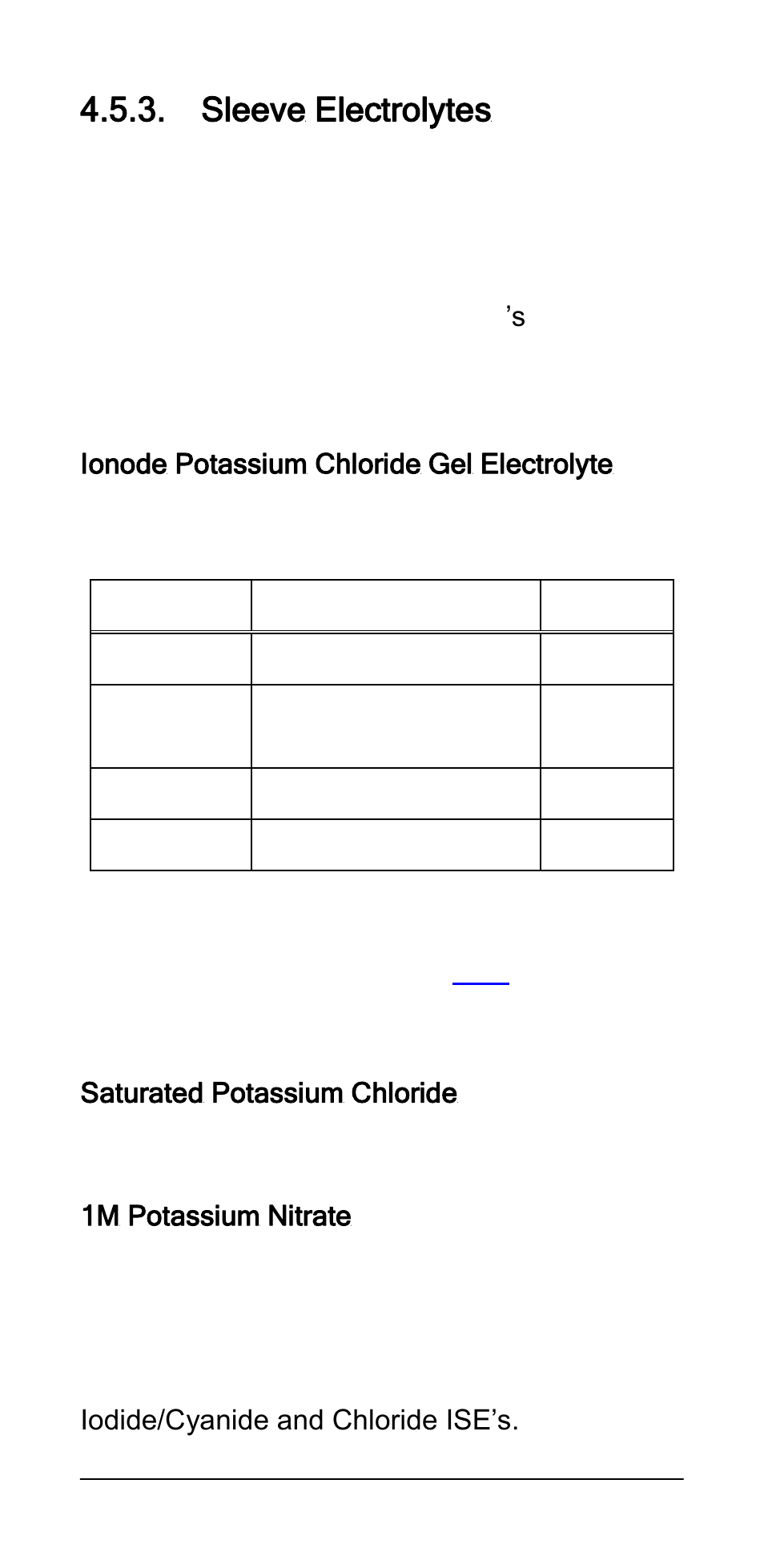 Sleeve electrolytes | Ionode IJ pH V5.1 User Manual | Page 25 / 44