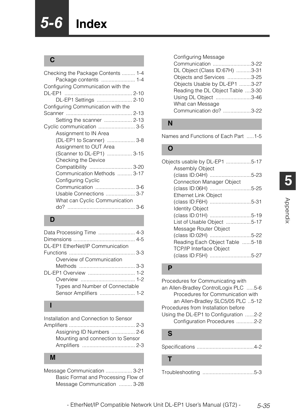 6 index, Index -35, Index | KEYENCE DL-EP1 User Manual | Page 123 / 128