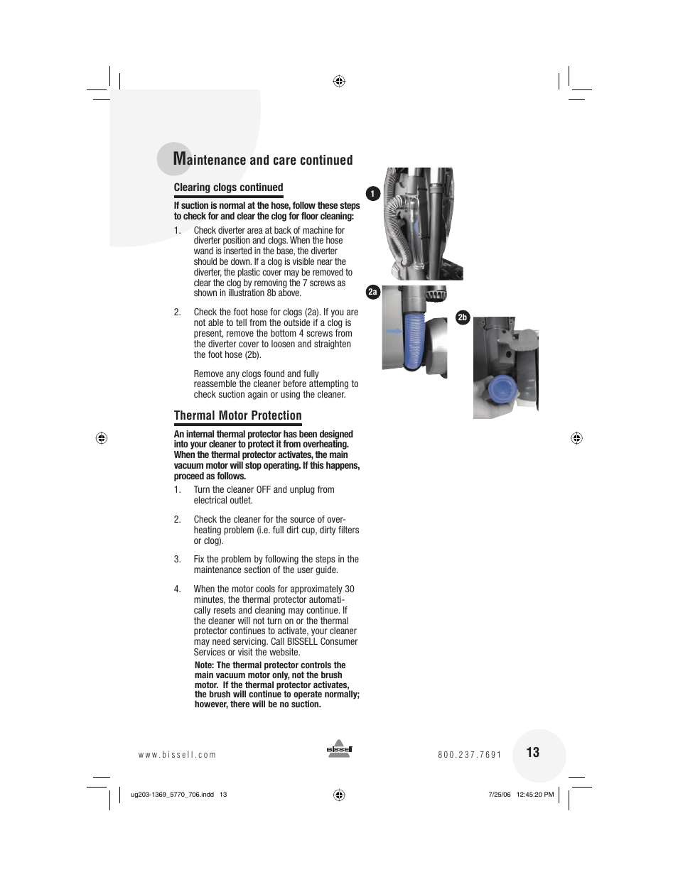 Aintenance and care continued | Bissell 5770 User Manual | Page 13 / 20