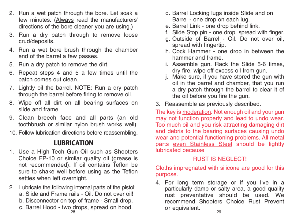 Lubrication | Kimber Full-Size 1911 Pistols User Manual | Page 14 / 18