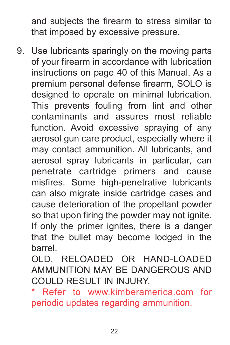 Kimber Solo User Manual | Page 22 / 48